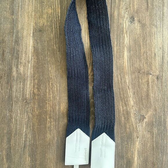 Vintage YSL Yves St. Lauren Blue And White Rattan Belt Large